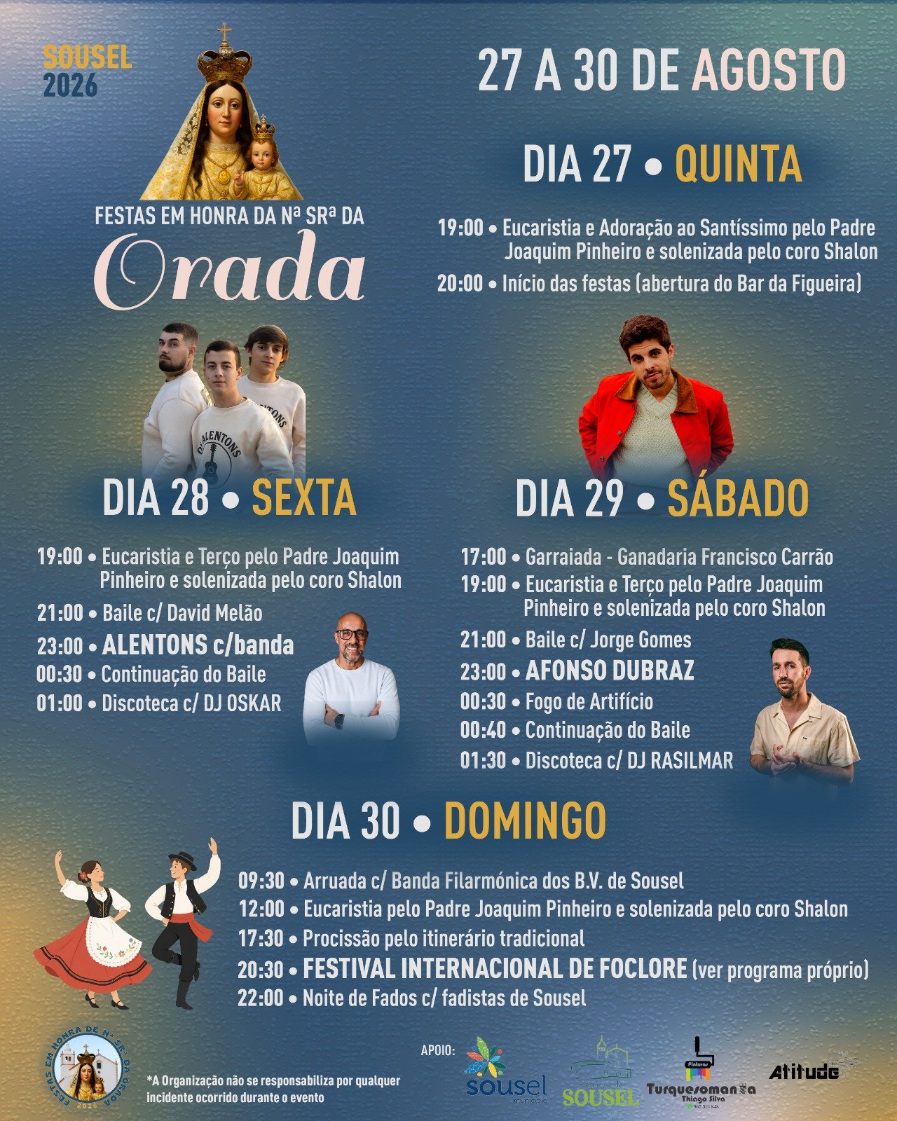 Cartaz Festas em Honra de Nossa Senhora da Orada 2026 - Sousel