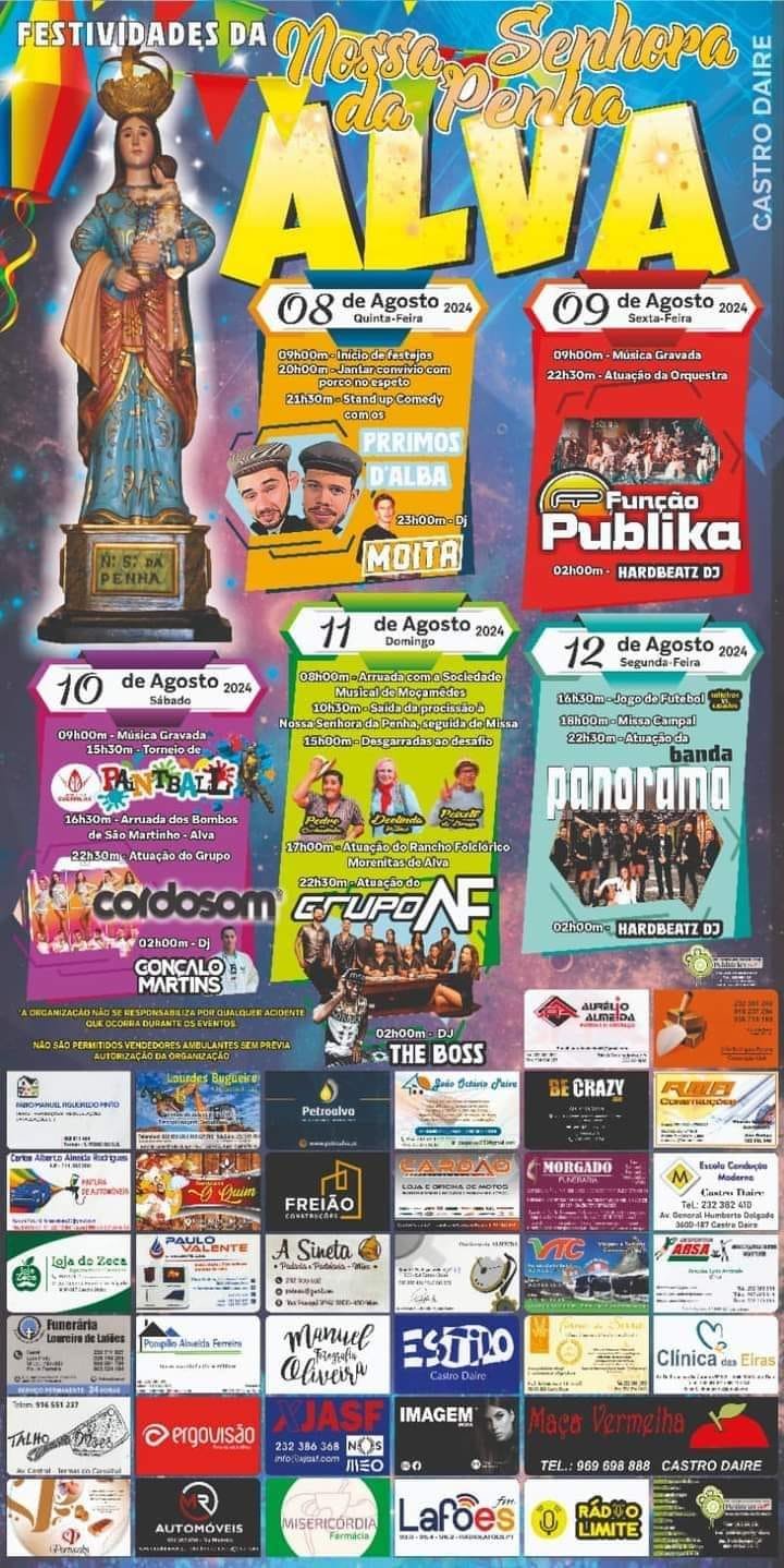 Cartaz Festas em Honra de Nossa Senhora da Penha 2024 - Alva