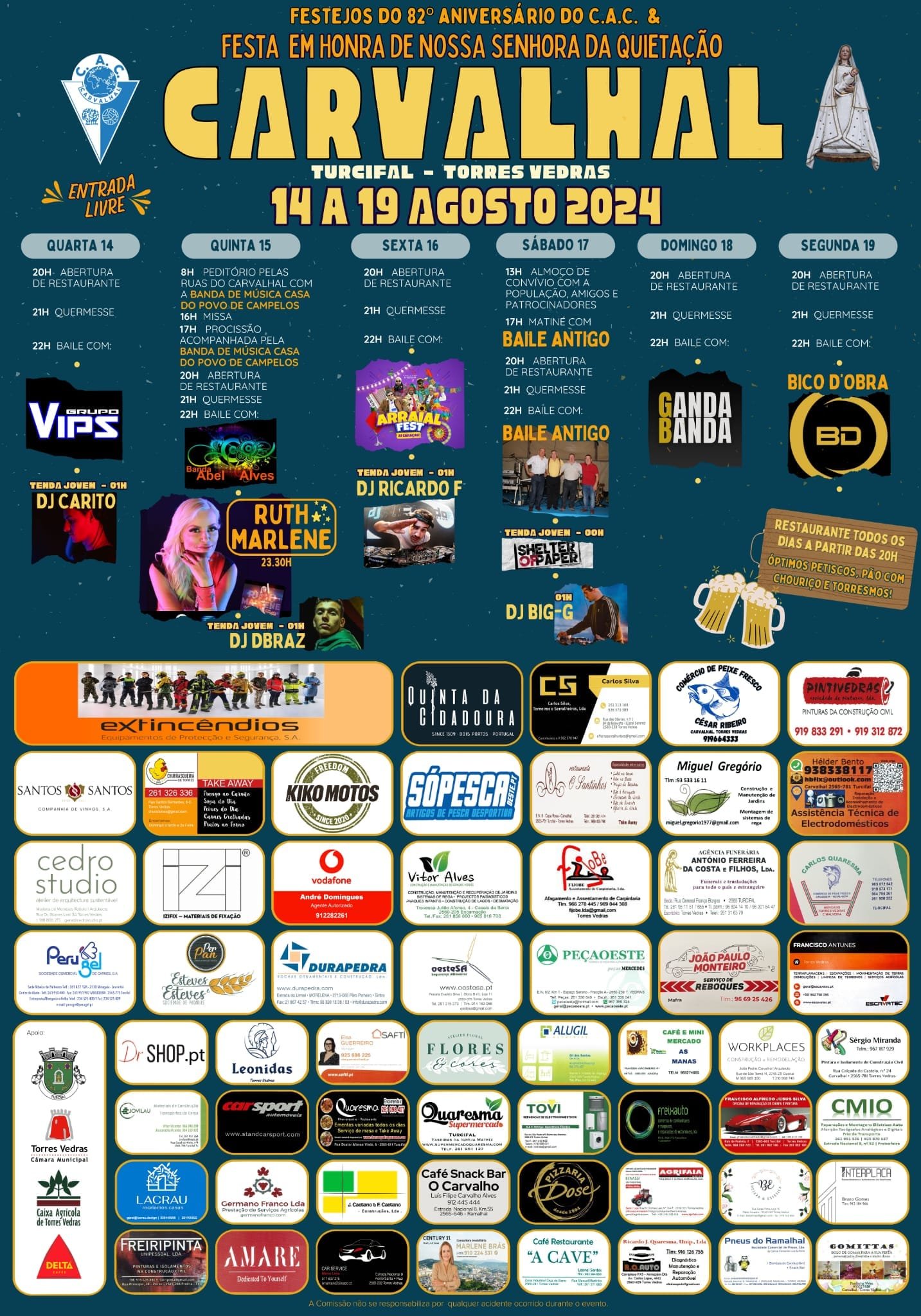 Cartaz Festas em Honra de Nossa Senhora da Quietação 2024 - Carvalhal
