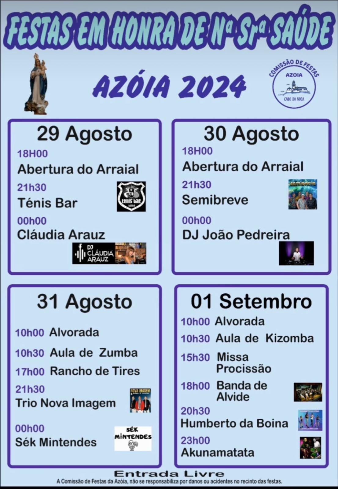 Cartaz Festas em Honra de Nossa Senhora da Saúde 2024 - Azóia