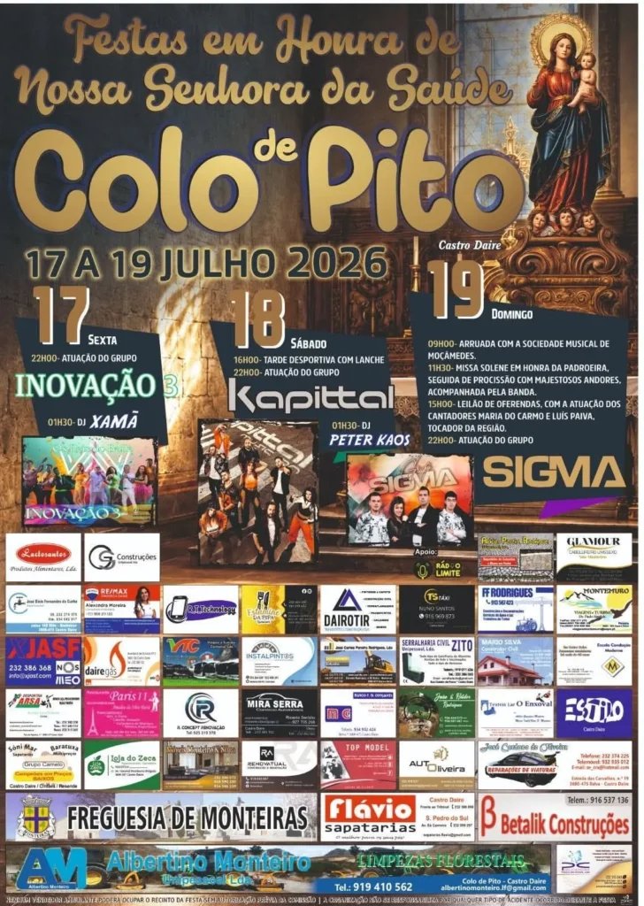 Cartaz Festas em honra de Nossa Senhora da Saúde 2026 - Colo de Pito