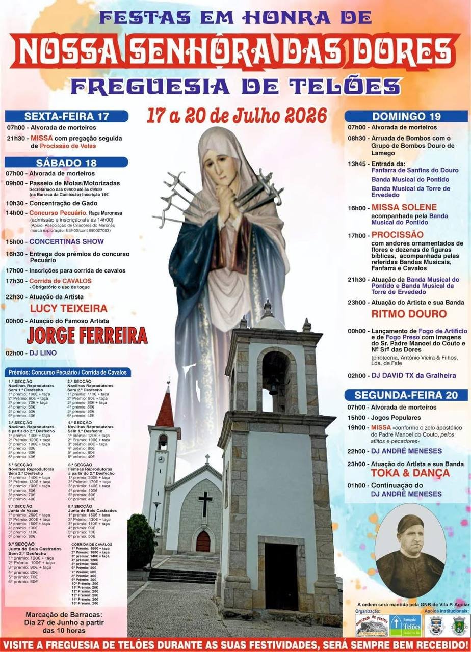 Cartaz Festas em honra de Nossa Senhora das Dores 2026 - Telões