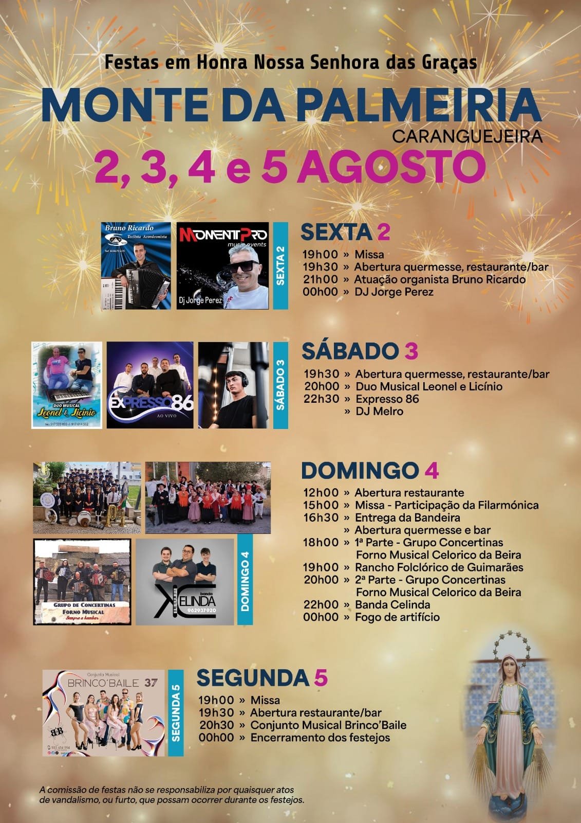 Cartaz Festas em honra de Nossa Senhora das Graças 2024 - Monte de Palmeiria