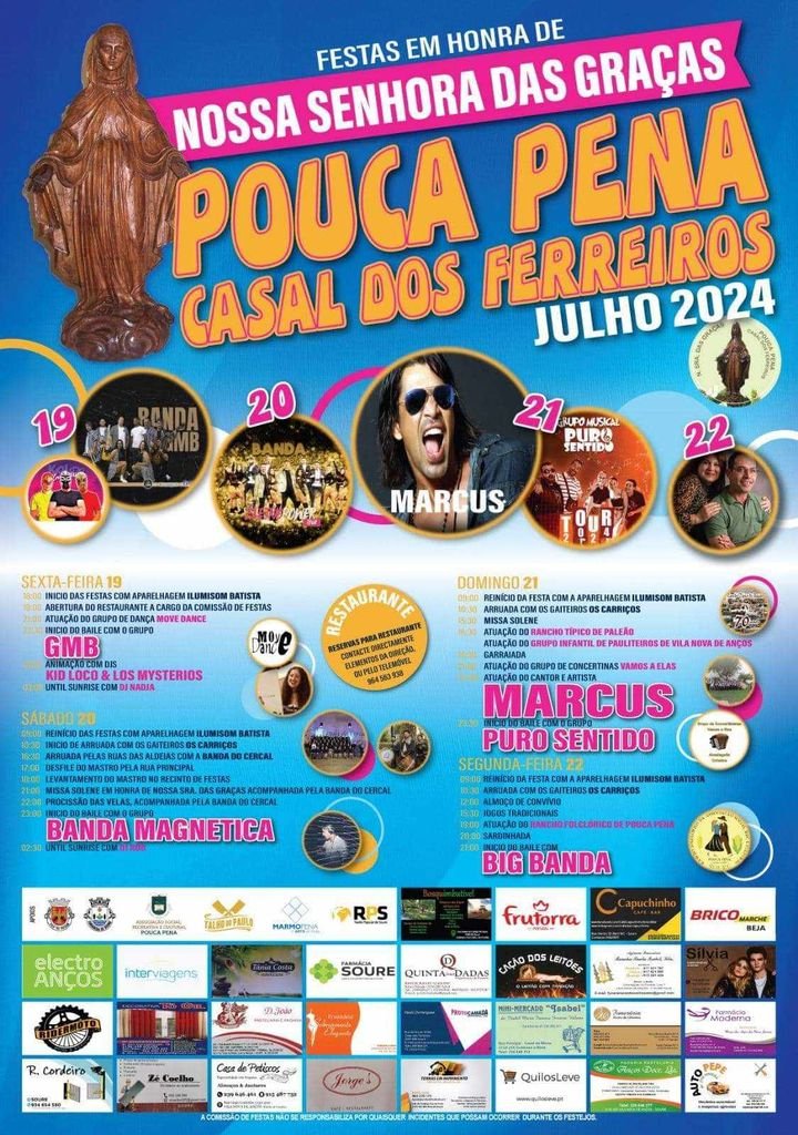Cartaz Festas em Honra de Nossa Senhora das Graças 2024 - Pouca Pena