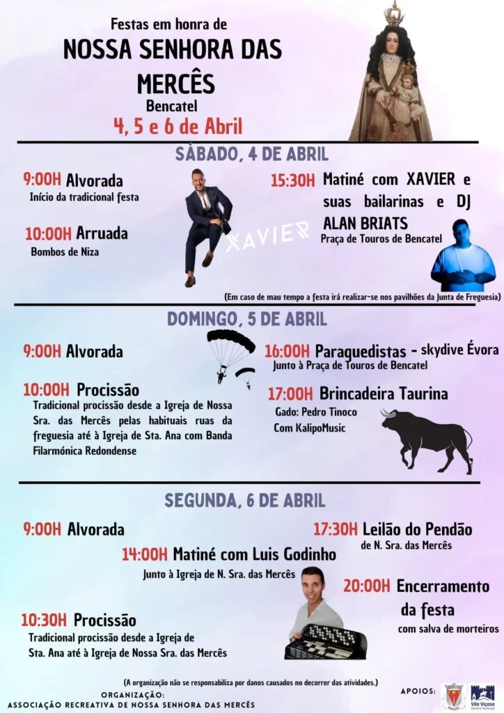 Cartaz Festas em honra de Nossa Senhora das Mercês 2026 - Bencatel