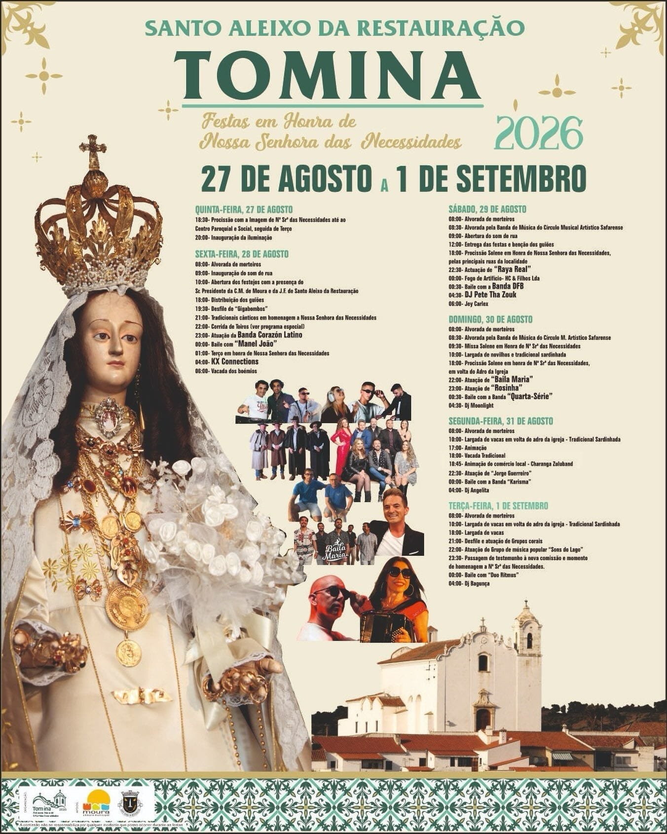 Cartaz Festas em honra de Nossa Senhora das Necessidades 2026 - Santo Aleixo da Restauração