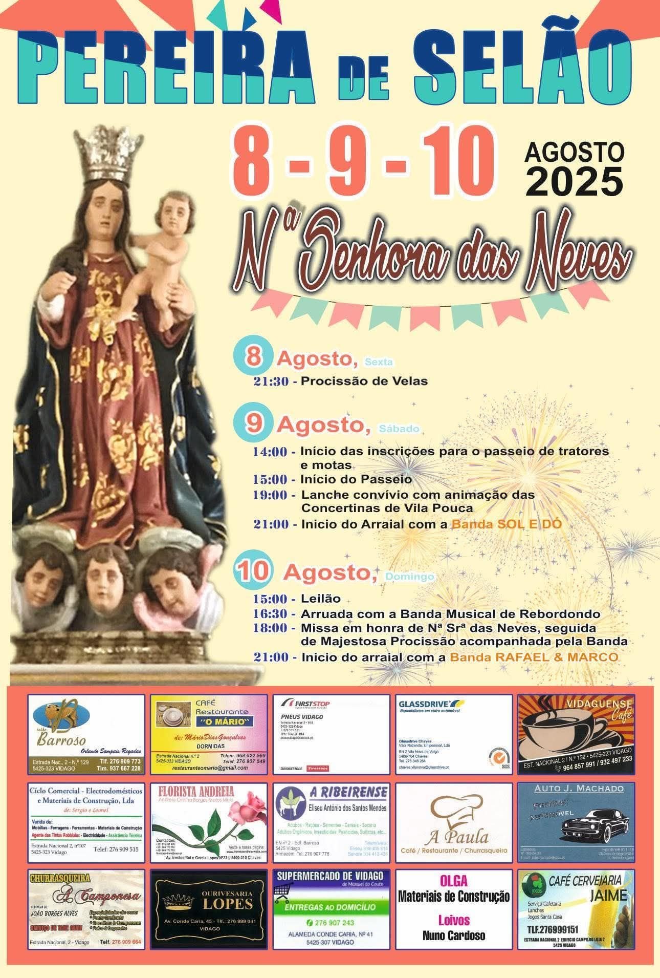 Cartaz Festas em honra de Nossa Senhora das Neves 2025 - Pereira de Selão