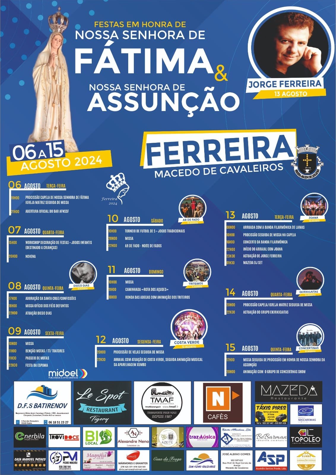Cartaz Festas em Honra de Nossa Senhora de Fátima 2024 - Macedo de Caveleiros