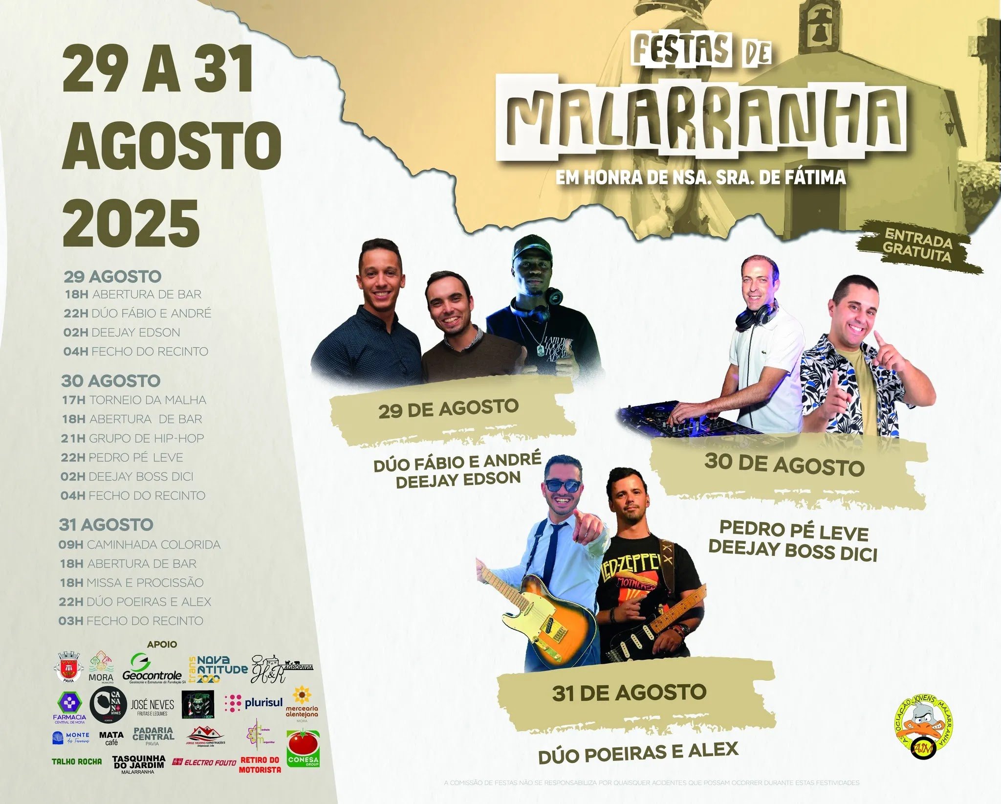Cartaz Festas em Honra de nossa Senhora de Fátima 2025 - Malarranha