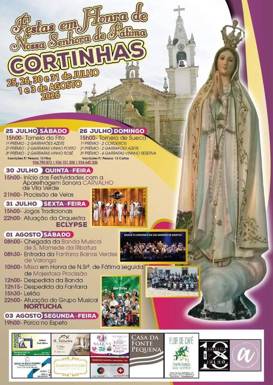 Cartaz Festas em honra de Nossa Senhora de Fátima 2026 - Cortinhas