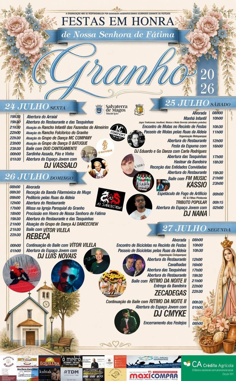 Cartaz Festas em honra de Nossa Senhora de Fátima 2026 - Granho