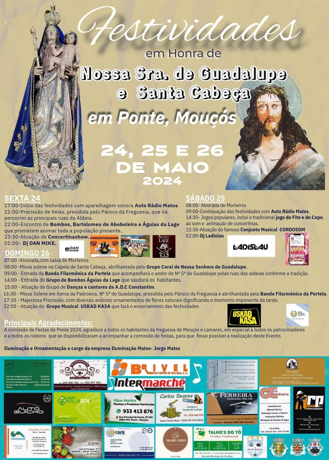 Cartaz Festas em Honra de Nossa Senhora de Guadalupe 2024 - Ponte