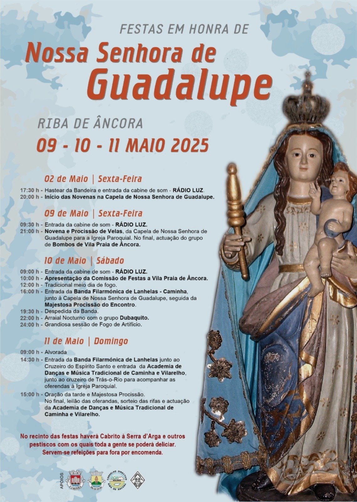 Cartaz Festas em Honra de Nossa Senhora de Guadalupe 2025 - Riba de Âncora