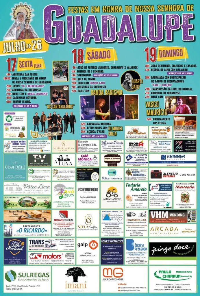Cartaz Festas em honra de Nossa Senhora de Guadalupe 2026 - Guadalupe