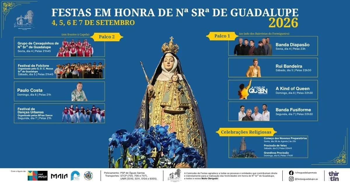 Cartaz Festas em honra de Nossa Senhora de Guadalupe 2026 - Guadalupe