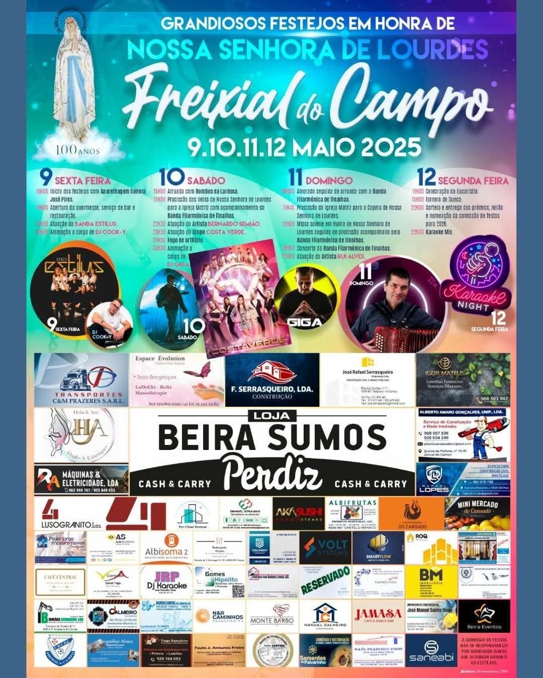 Cartaz Festas em Honra de Nossa Senhora de Lourdes 2025 - Freixial do Campo