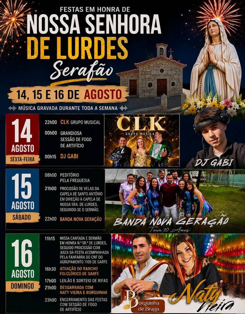 Cartaz Festas em honra de Nossa Senhora de Lurdes 2026 - Serafão