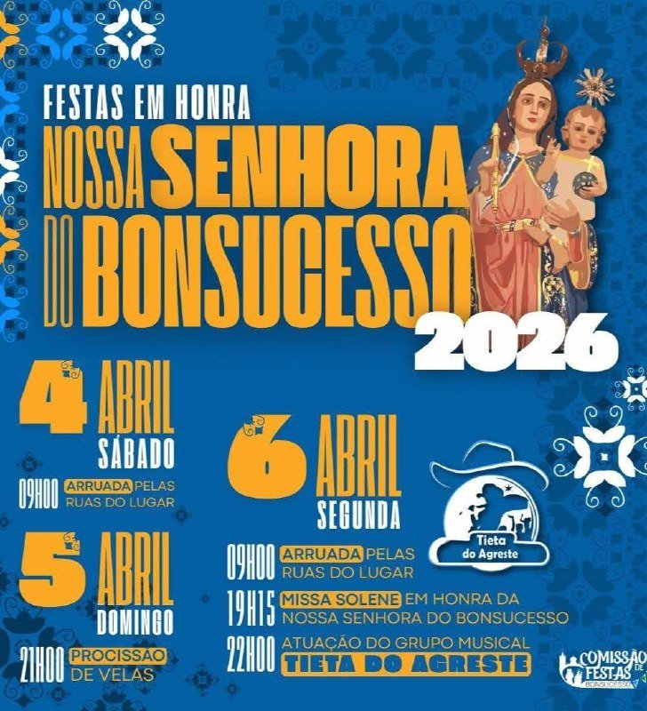Cartaz Festas em honra de Nossa Senhora do Bonsucesso 2026 - Bonsucesso