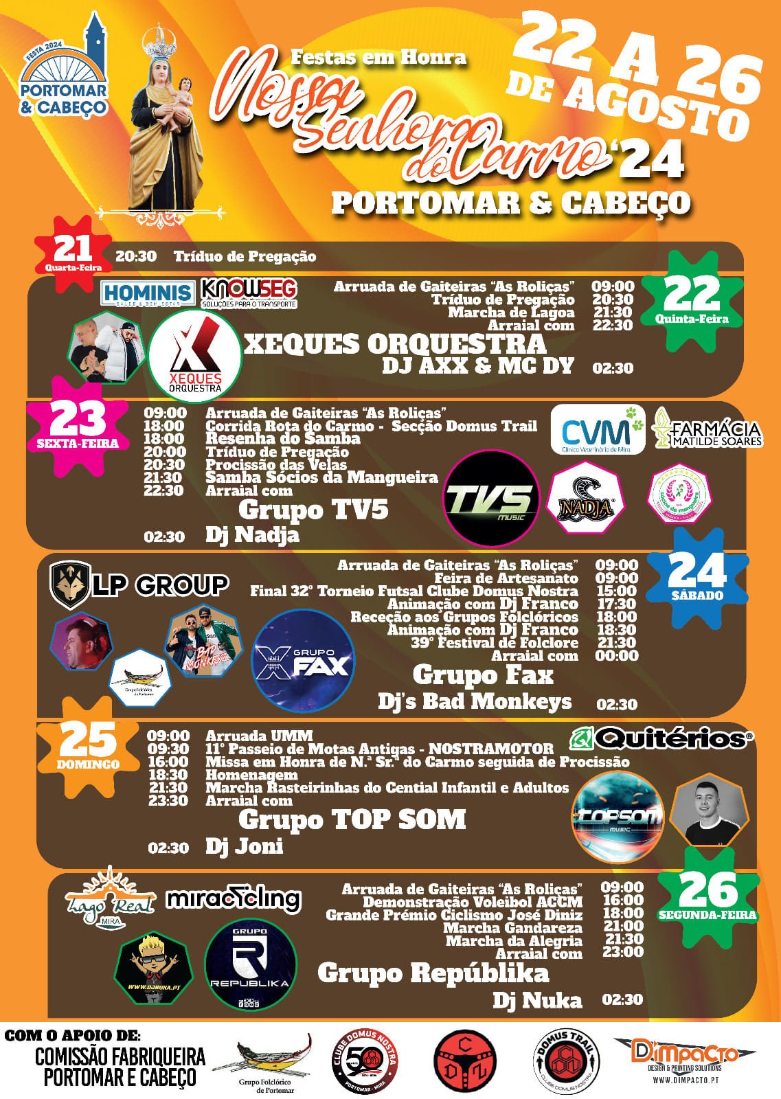 Cartaz Festas em Honra de Nossa Senhora do Carmo 2024 - Mira