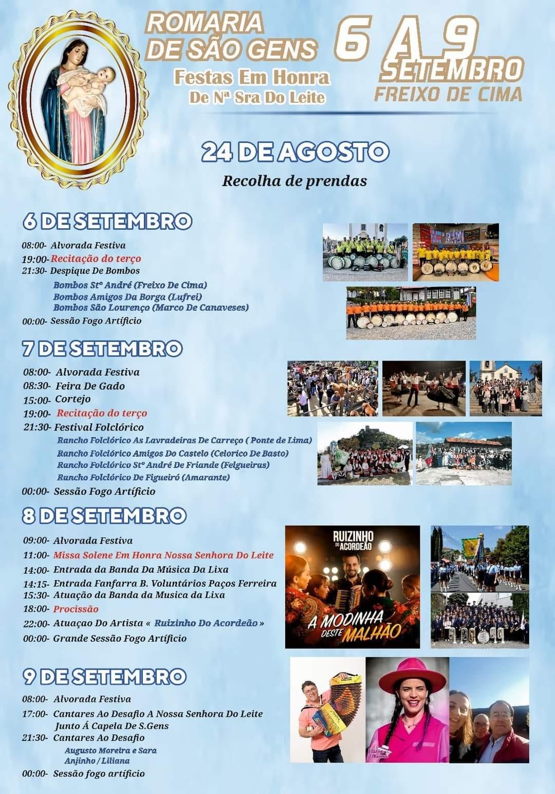 Cartaz Festas em Honra de Nossa Senhora do Leite 2024 - Freixo de Cima