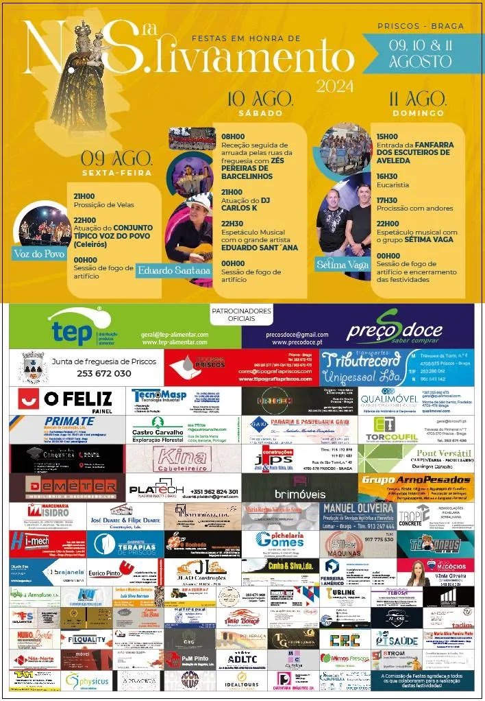 Cartaz Festas em Honra de Nossa Senhora do Livramento 2024 - Priscos