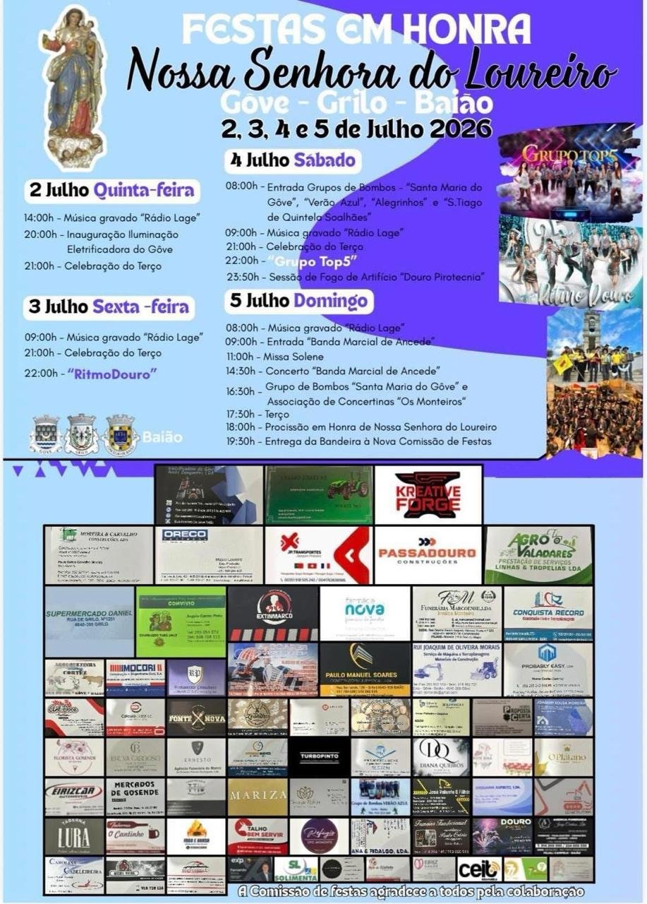 Cartaz Festas em honra de Nossa Senhora do Loureiro 2026 - Gove