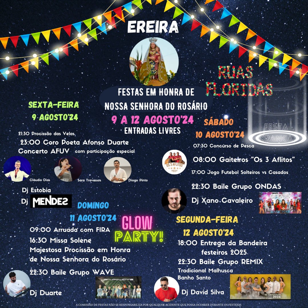 Cartaz Festas em Honra de Nossa Senhora do Rosário 2024 - Ereira
