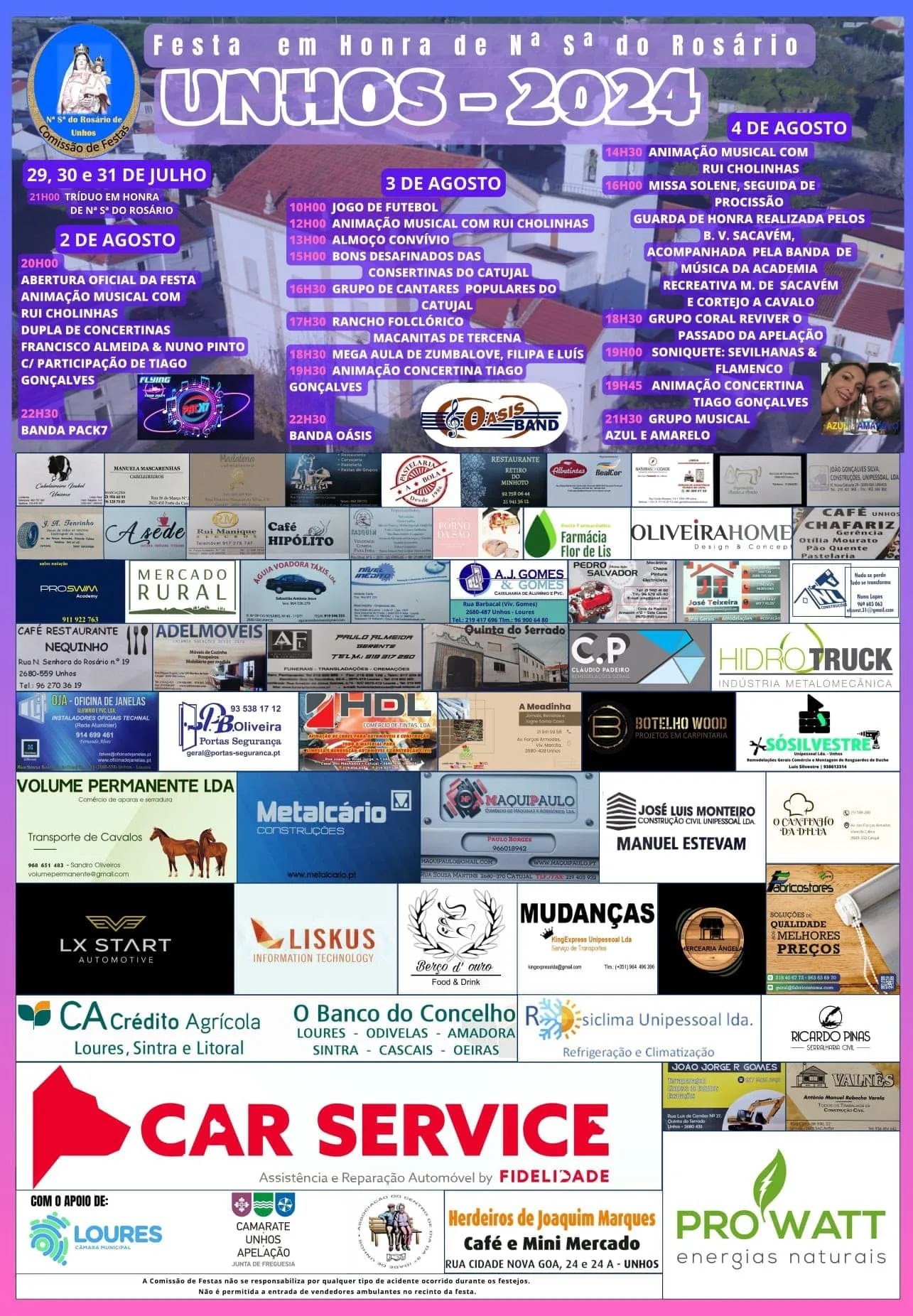 Cartaz Festas em Honra de Nossa Senhora do Rosário 2024 - Unhos