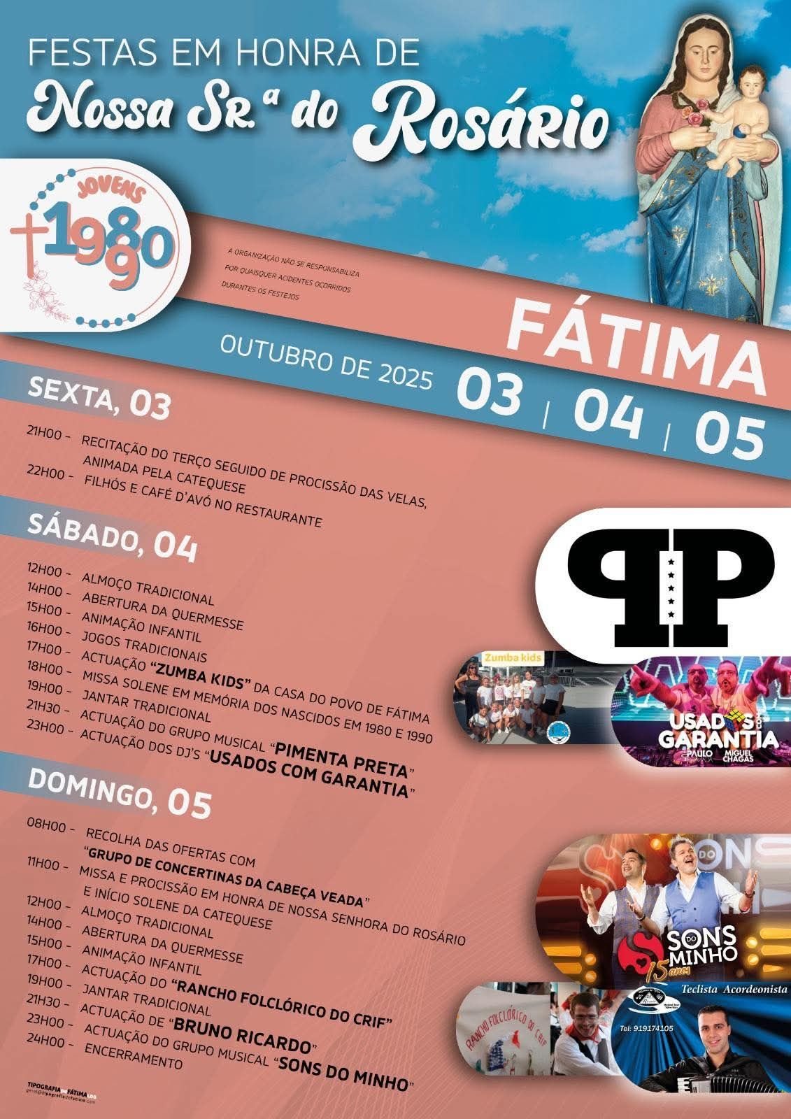 Cartaz Festas em Honra de Nossa Senhora do Rosário 2025 - Fátima