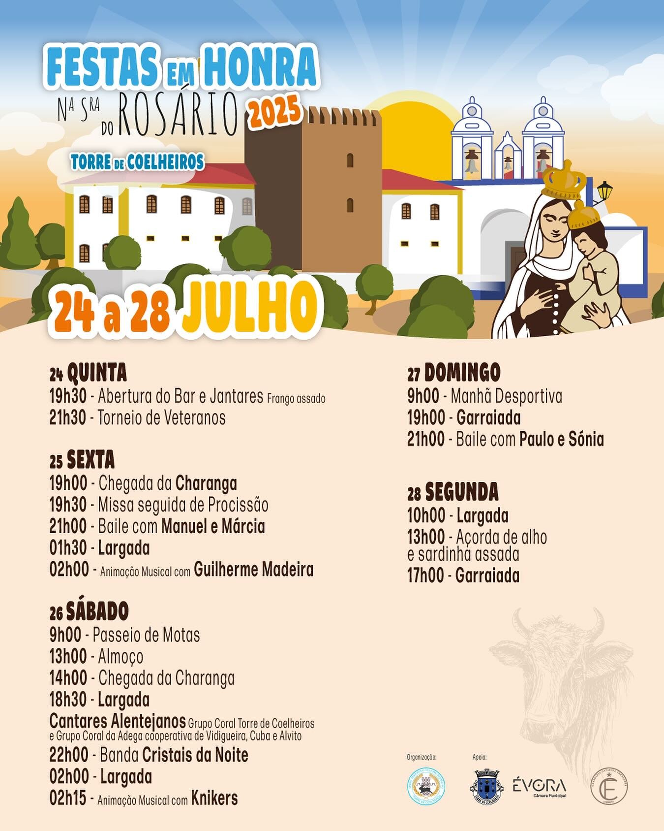 Cartaz Festas em Honra de Nossa Senhora do Rosário 2025 - Torre de Coelheiros