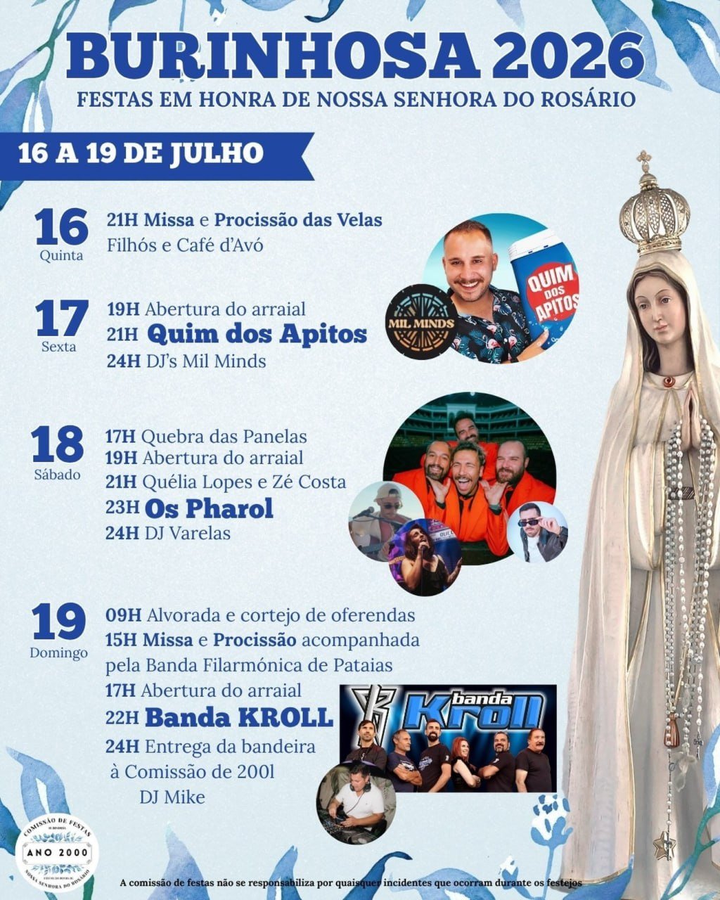 Cartaz Festas em honra de Nossa Senhora do Rosário 2026 - Burinhosa