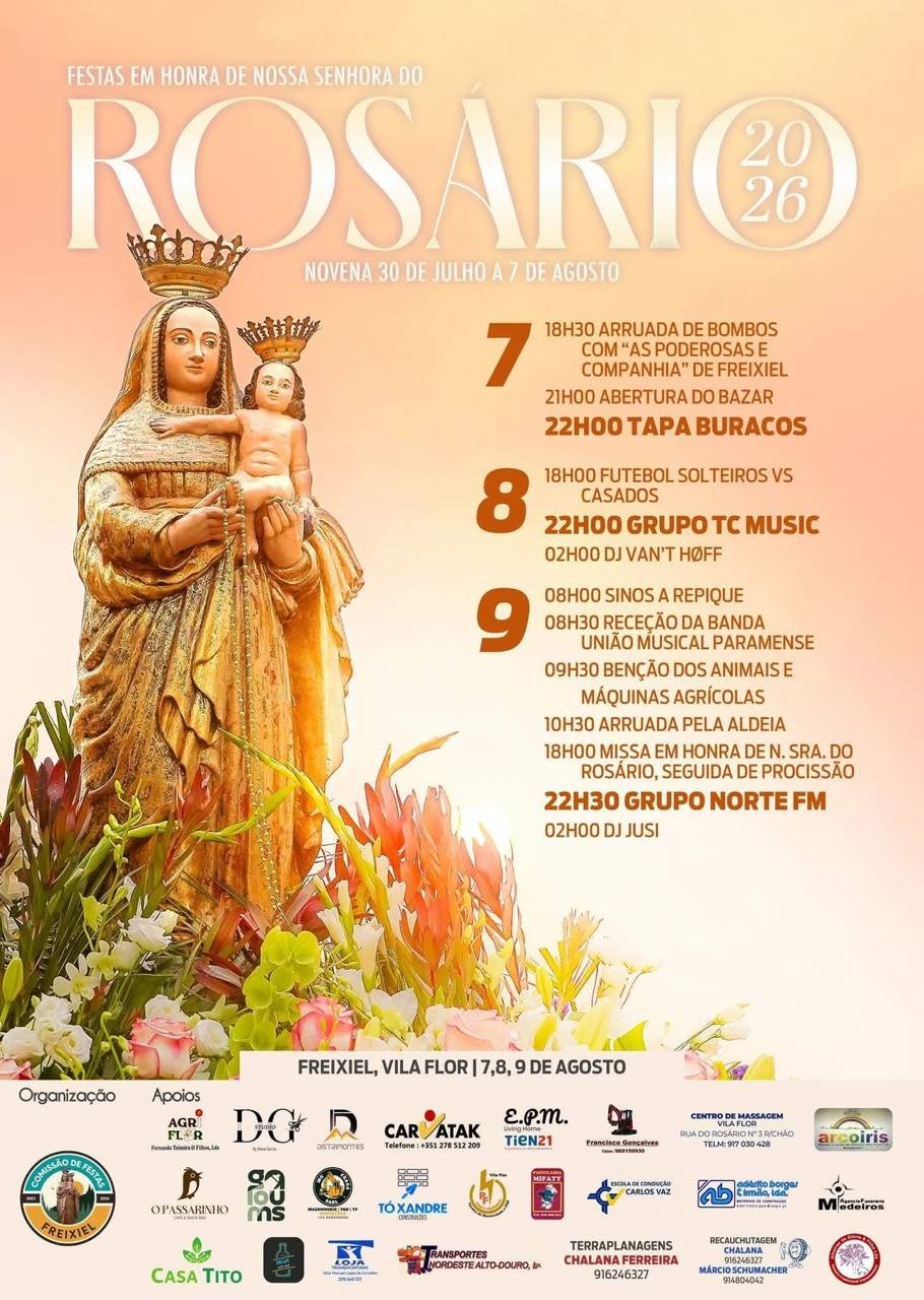 Cartaz Festas em honra de Nossa Senhora do Rosário 2026 - Freixiel