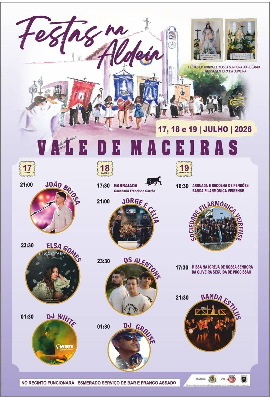 Cartaz Festas em honra de Nossa Senhora do Rosário e Nossa Senhora da Oliveira 2026 - Vale de Maceiras