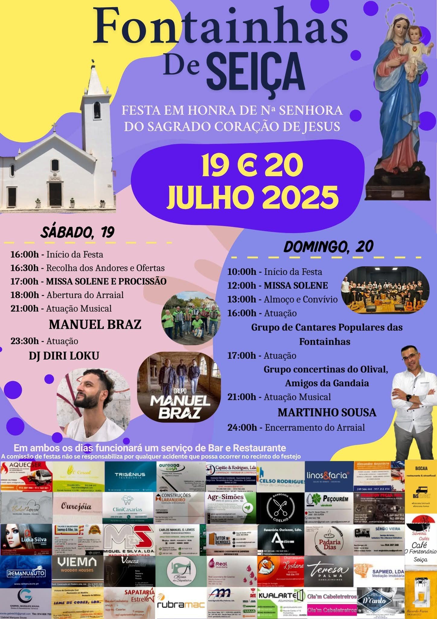 Cartaz Festas em honra de Nossa Senhora do Sagrado Coração 2025 - Fontainhas de Seiça