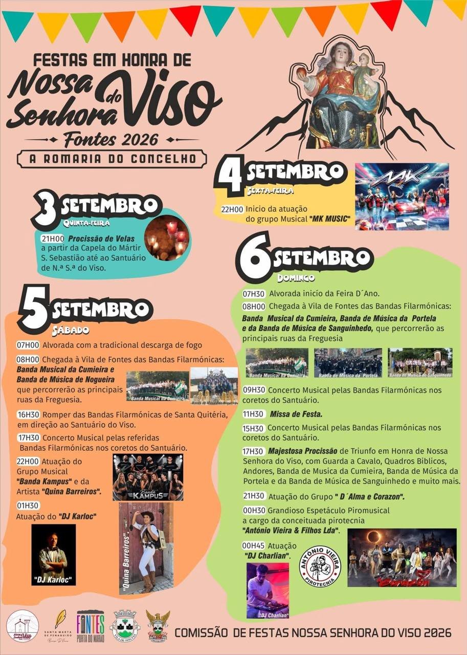 Cartaz Festas em honra de Nossa Senhora do Viso 2026 - Fontes