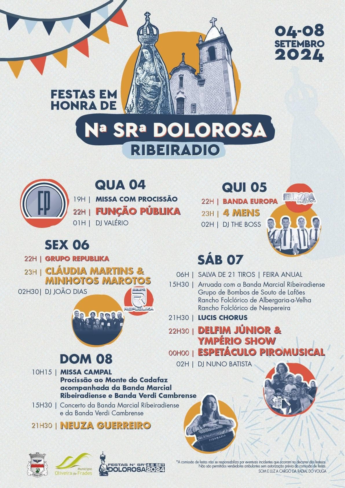 Cartaz Festas em Honra de Nossa Senhora Dolorosa 2024 - Ribeiradio