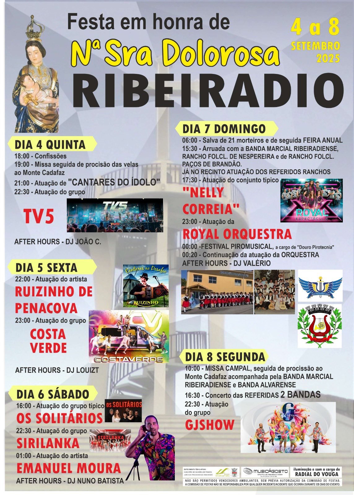 Cartaz Festas em Honra de Nossa Senhora Dolorosa 2025 - Ribeiradio