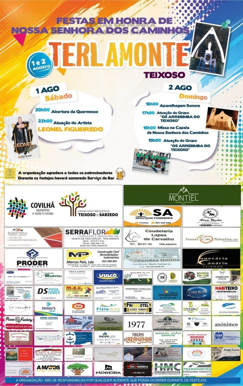 Cartaz Festas em honra de Nossa Senhora dos Caminhos 2026 - Terlamonte