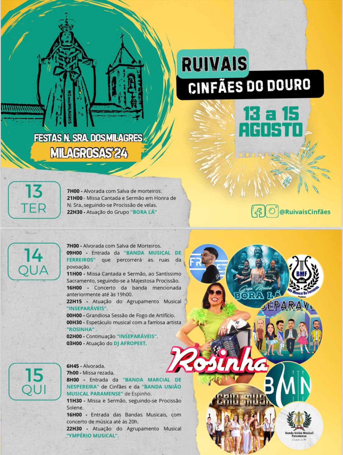 Cartaz Festas em Honra de Nossa Senhora dos Milagres 2024 - Ruivais