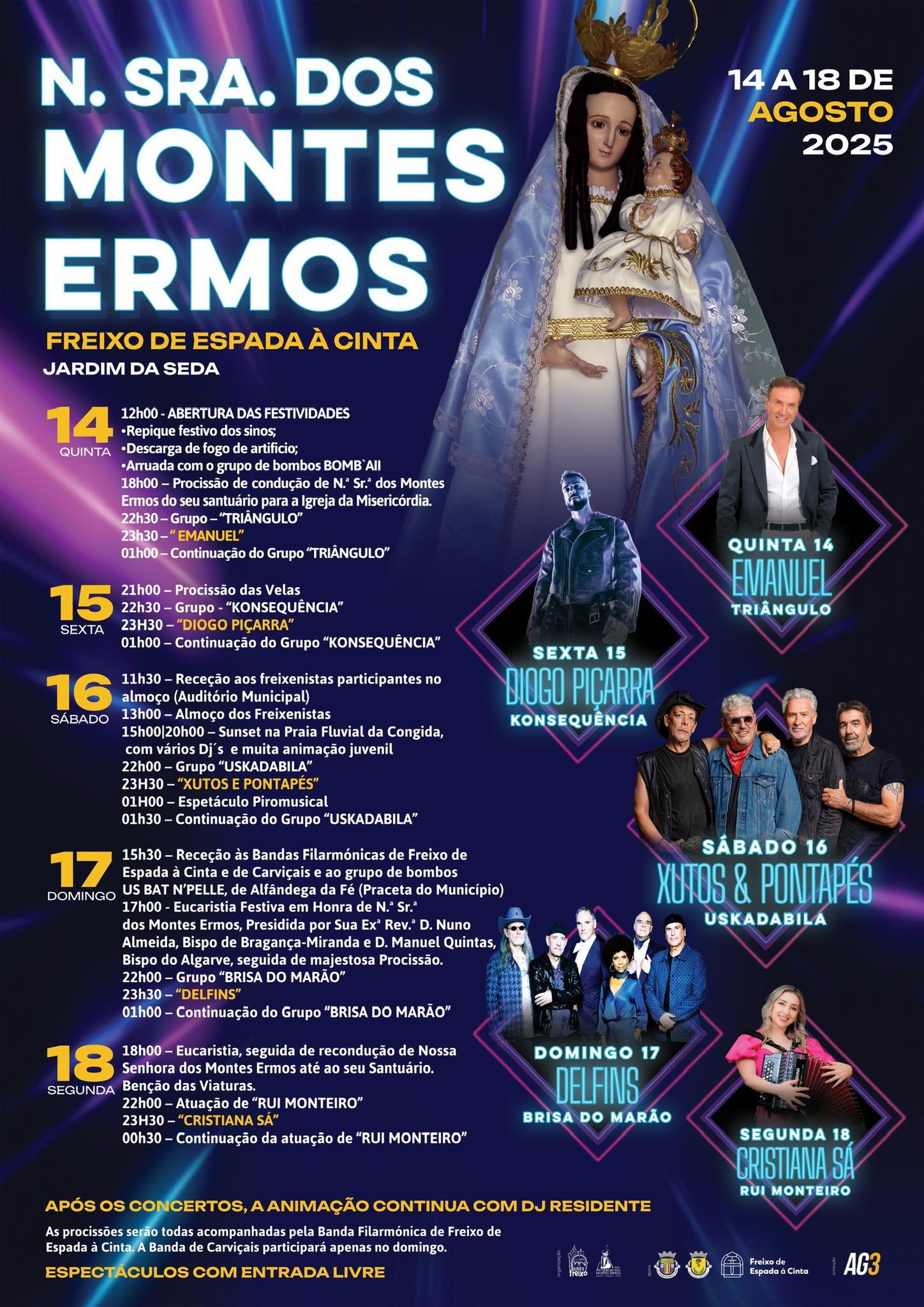 Cartaz Festas em Honra de Nossa Senhora dos Montes Ermos 2025 - Freixo de Espada à Cinta