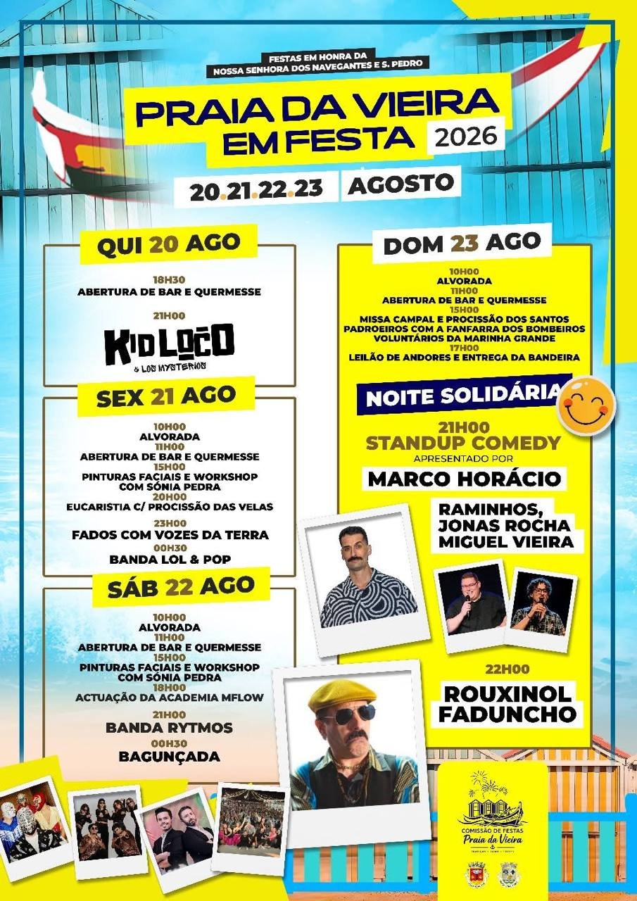 Cartaz Festas em honra de Nossa Senhora dos Navegantes e S. Pedro 2026 - Praia da Vieira