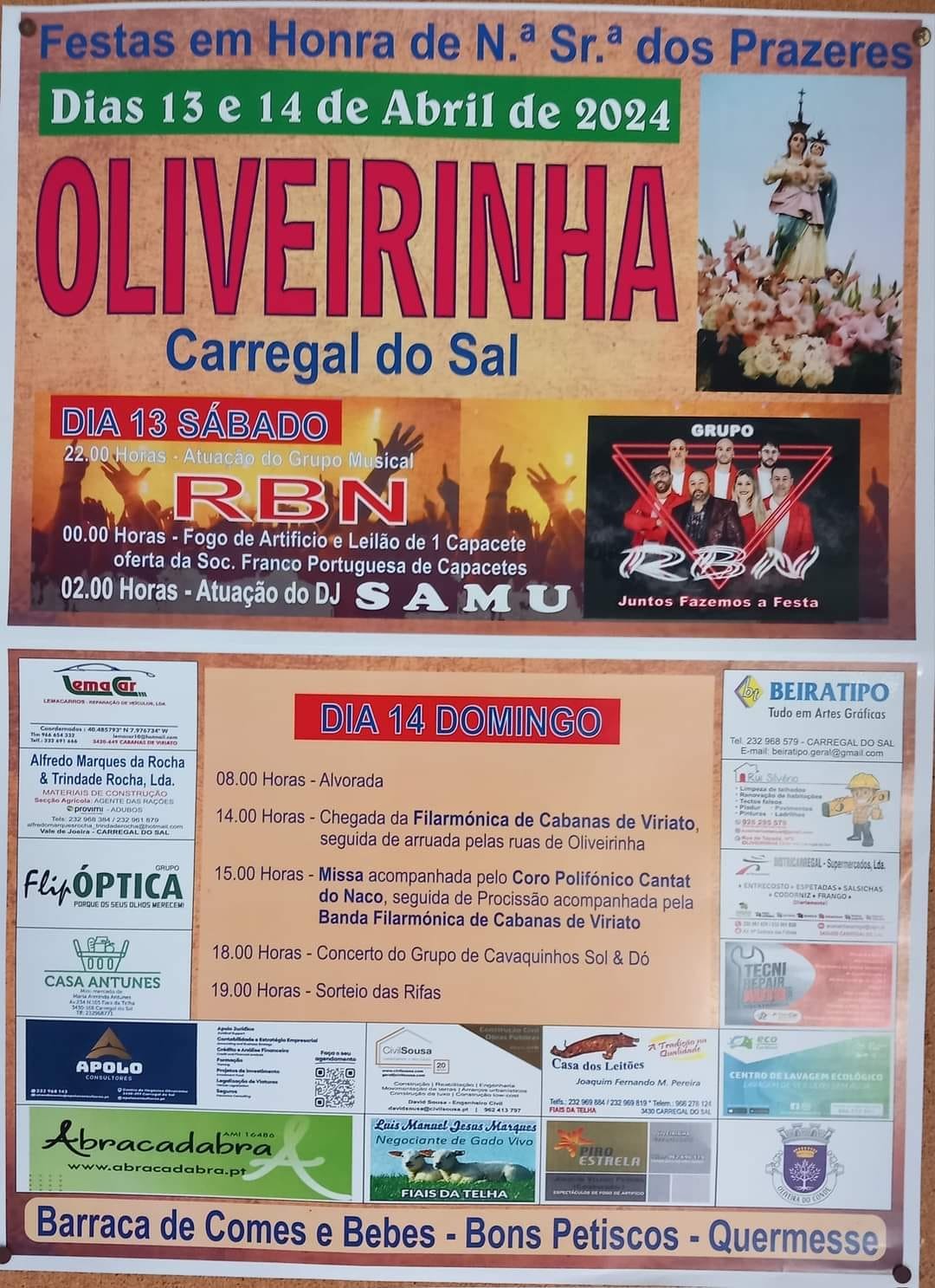 Cartaz Festas em Honra de Nossa Senhora dos Prazeres 2024 - Oliveirinha