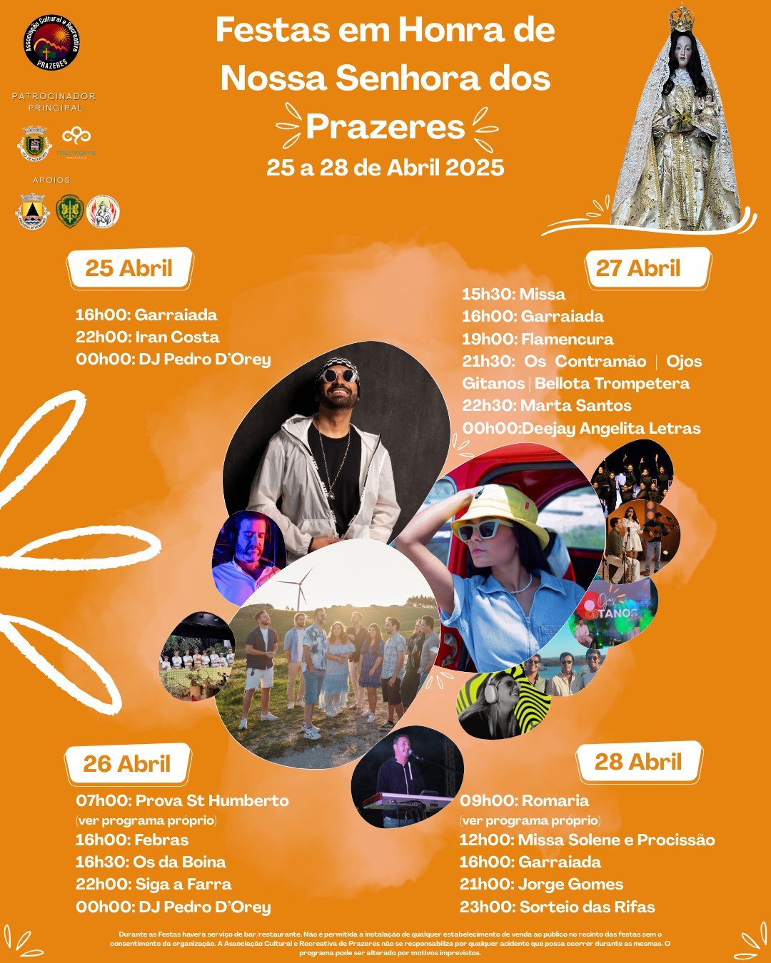 Cartaz Festas em Honra de Nossa Senhora dos Prazeres 2025 - Monforte