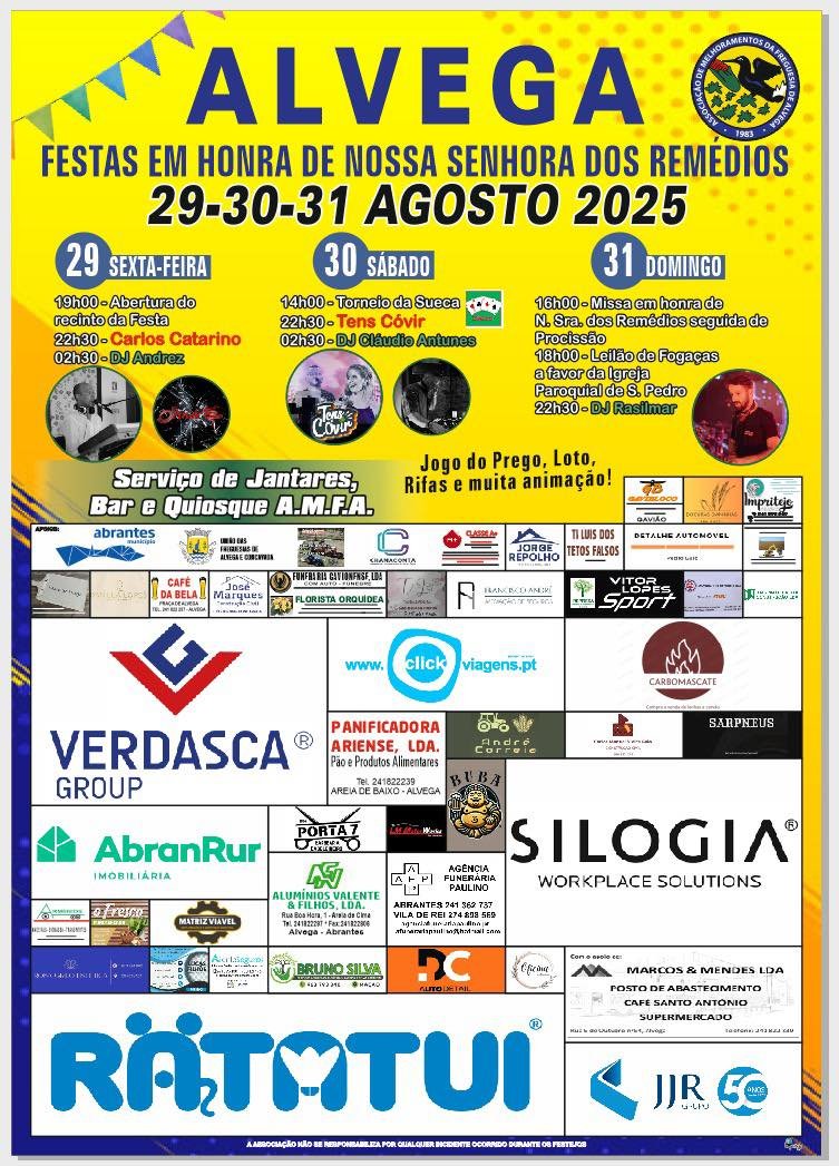 Cartaz Festas em honra de Nossa Senhora dos Remédios 2025 - Alvega