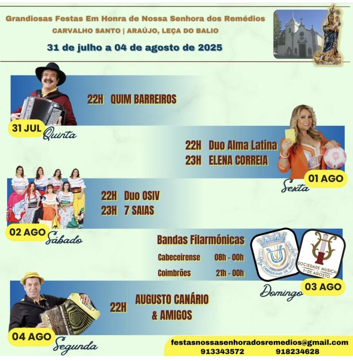 Cartaz Festas em Honra de Nossa Senhora dos Remédios 2025 - Leça do Balio