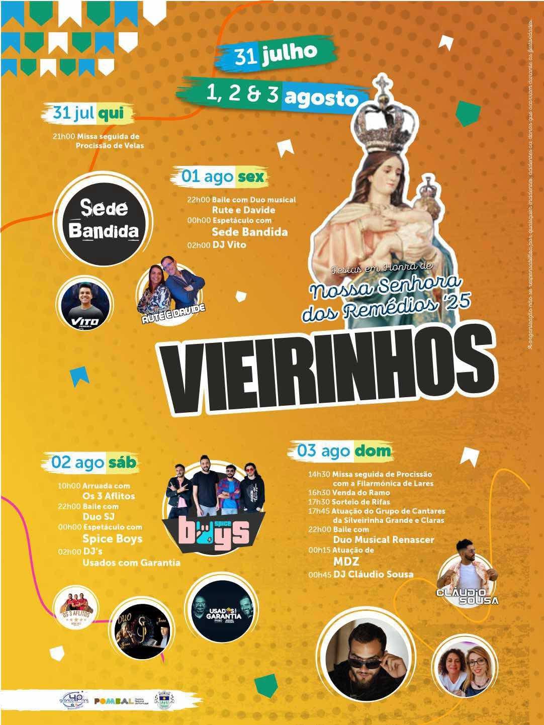 Cartaz Festas em Honra de Nossa Senhora dos Remédios 2025 -  Vieirinhos