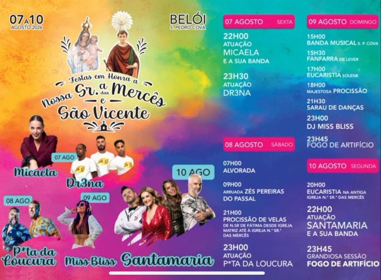 Cartaz Festas em honra de Nossa Sr.ª das Mercês e São Vicente 2026 - Belói