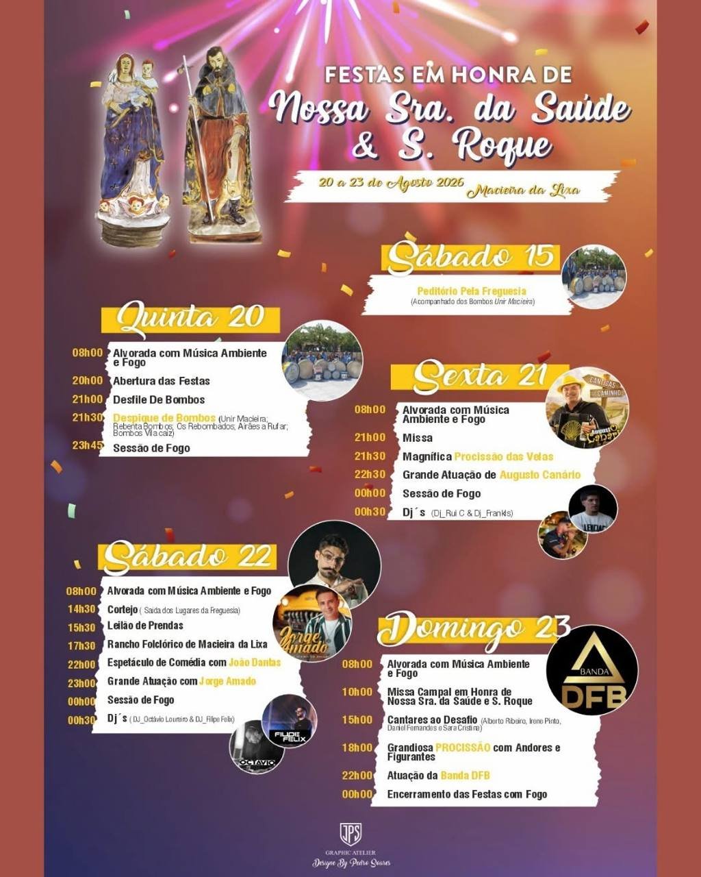 Cartaz Festas em honra de Nossa Sra. da Saúde & S. Roque 2026 - Macieira da Lixa