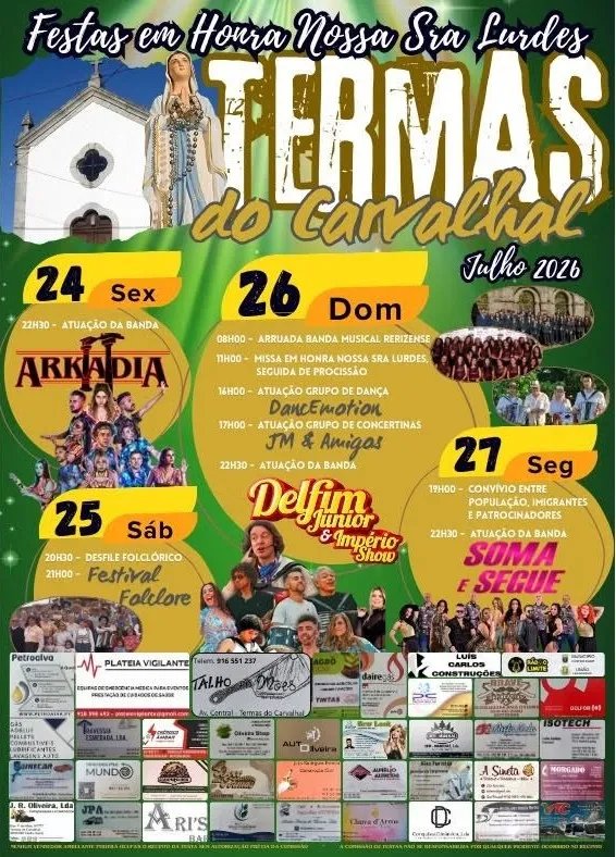 Cartaz Festas em honra de Nossa Sra Lurdes 2026 - Termas do Carvalhal