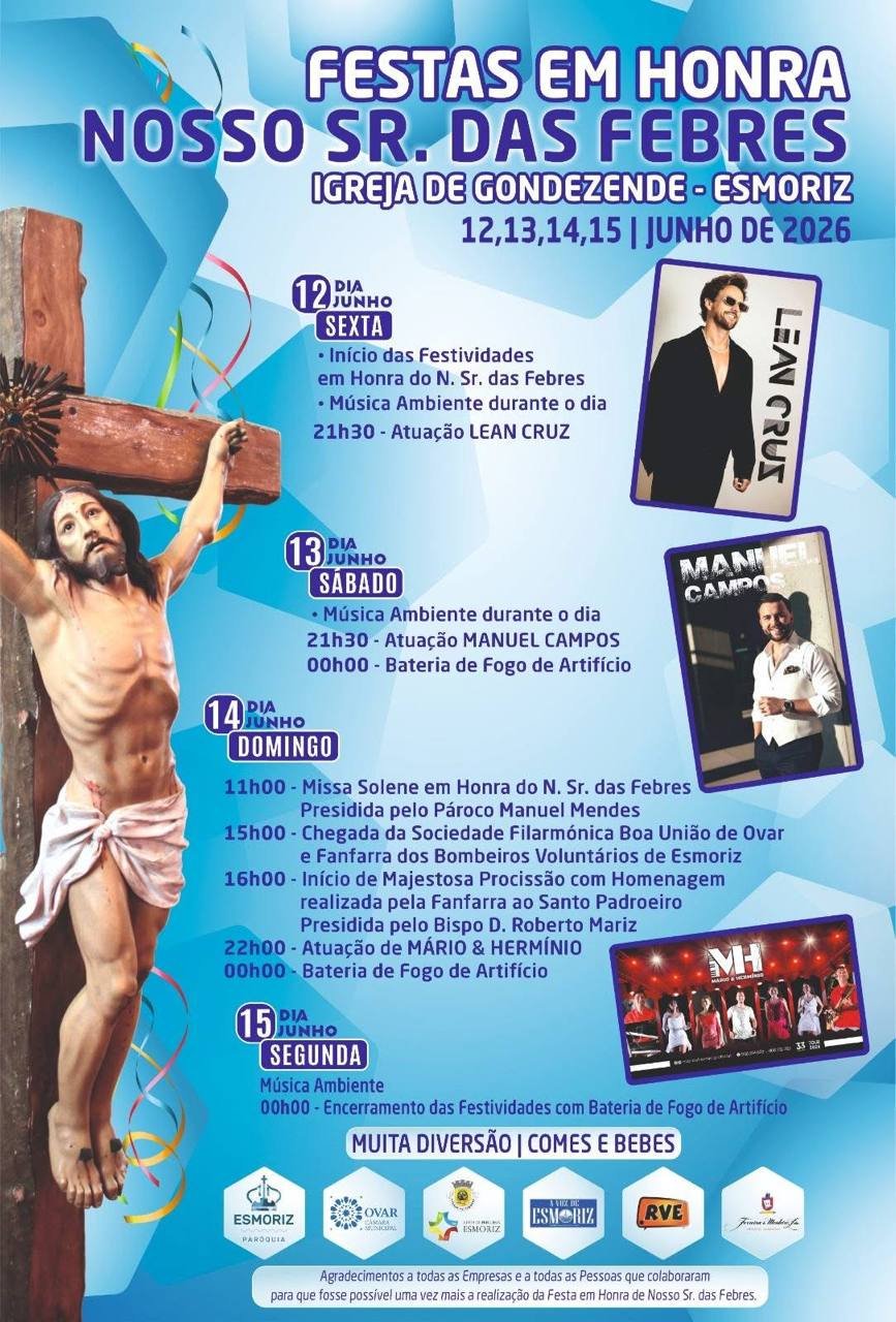Cartaz Festas em honra de Nosso Sr. das Febres 2026 - Esmoriz
